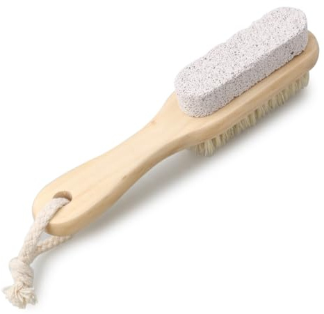VILLCASE Spazzola Piedi Esfoliante in Legno con Setole di Cinghiale e Pietra Pomice per Pulizia Unghie e Massaggio Rilassante