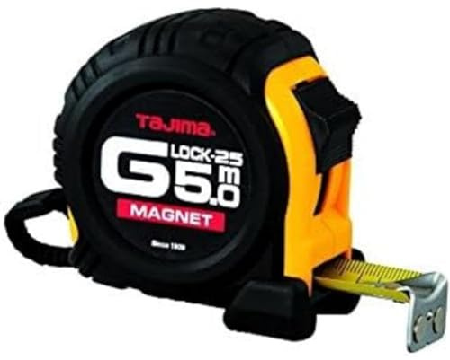 Tajima Robustes Bandmaß, 5 m/25 mm, G Lock mit Magnet, 1 Stück, TAJ-28426