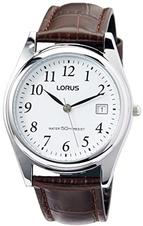 Lorus Classic Men's Watch with Palladium Coating and Leather Strap RS965BX9