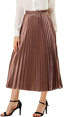 Allegra K Damen Pleated Midi Skirt Plissee