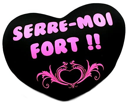 Coussin Coeur Noir - Serre Moi Fort