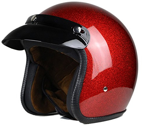 Woljay Moto Casque de Casque Moto Jet Scooter Touring Casque Rouge (L)
