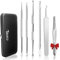 Mitesserentferner Pickel Ausdrücken Werkzeug Bonus Inkl. IZUKU Blackhead Remover aus Edelstahl 6 Stk. Comedone Extractor Akne Mitesser Pickel Entferner Komedonenquetscher Set für Alle Hauttypen
