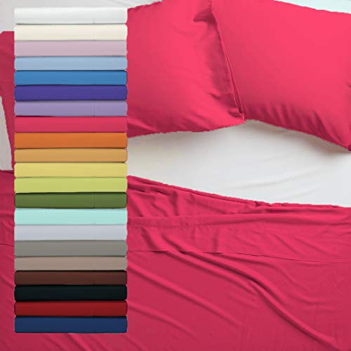 Tata Home Lenzuolo sopra 100% Cotone Misura cm 270x300 Letto Due Piazze Matrimoniale Colore Ciclamino Made in Italy 57 Fili al cm2