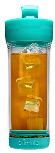 Primula Press and Go Iced Tea Iced Tea Brewer and Tumbler for Loose Leaf or Bagged Teas, Double Wall Travel Tea Mug with Stainless Steel Infuser, Leakproof, Dishwasher Safe, Teal