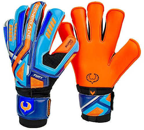 Renegade GK Fury Guanti Da Portiere Con Microbe-Guard (Taglia 7-11, 7 Stiles) Pro Protezione Dito | 4mm Giga Grip | Guanti Da Alte Prestazioni | Presa Superiore, Protezione, Comodo | Adultos, Giovane