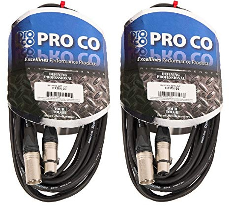 Proco (2 Pack) EXMN-30 Excellines Microphone Cable 30ft. w/Neutrik Connectors