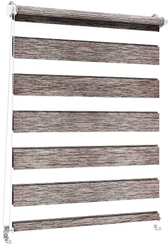 Sonnenschutz-HH - Doppelrollo Klemmfix ohne bohren Duo-Rollo Kettenzugrollo Seitenzugrollo AUSSENMAß Breite 85 x 215 cm Höhe - Leinen-Struktur grau