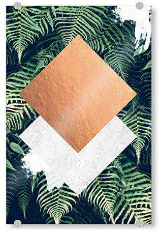 artboxONE Acrylglasbild 150x100 cm Geometrie Bronze Geometric Ferns Pattern Print - Bild Farn Form artprint