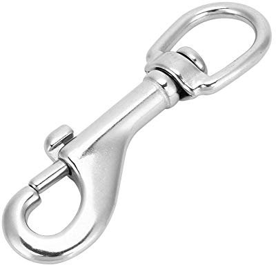 Keenso Ganchos de Seguridad giratorios, Gancho de Acero Inoxidable 316 Gancho de Plata Redondo con Cierre de Ojo Gancho para Cadena de Mascotas de Buceo(92mm)
