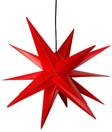 Steinfigurenwelt Giessen LED WEIHNACHTSSTERN 3D XXL 80 cm inkl. Leuchtmittel (auswechselbar) Faltstern Außenstern Adventsstern Wetterfest für außen und innen 4m Kabel von Dekowelt (Rot)