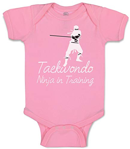 Custom Baby Bodysuit Taekwondo Ninja in Training Sport Funny Cotton Boy & Girl Baby Clothes Soft Pink Design Only Newborn