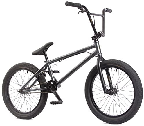 KHEbikes Bicicleta BMX STRIKEDOWN Pro, 20 Pulgadas, Rotor Patentado Affix 360°, Gris Negro, para Adolescentes y Adultos, Super Ligera - ¡sólo 9,7kg!