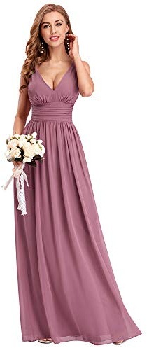 Ever-Pretty Women's Classic V Neck Elegant Empire Waist Chiffon A Line Ball Evening Gowns Dresses Orchid 20UK