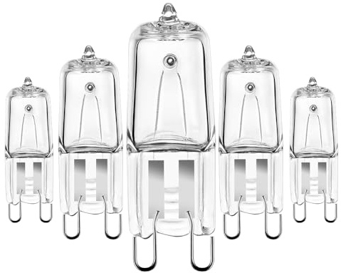 Comyan G9 Halogenlampen 230V 33W (34W) 2800K Warmweiß, G9 Halogen Leuchtmittel Dimmbar for Wandlampe, Leuchter, Stehlampe, 5er Pack