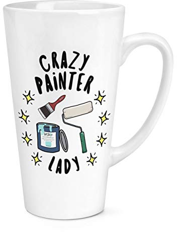 Crazy Painter Lady Stars - Tazza da latte grande, 480 ml