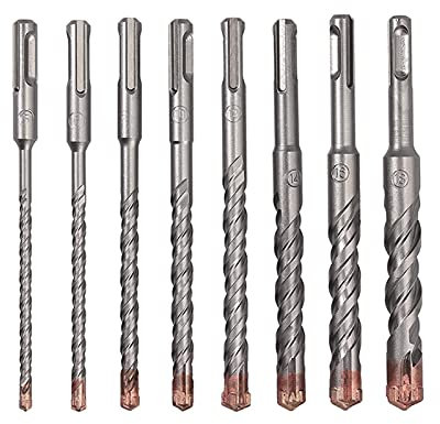 SYHML-SHOP 7 / 8PCS Mauerwerksbohrer SDS Plus Hammerbohrer Set 40Cr Stahl Steinbohrer Kreuzschneider Betonbohrer 5-18mm Sägebohrer Set (Farbe : 8PCS)
