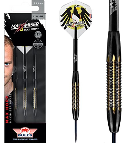 Bull's Steel Darts Max HOPP Maximiser Brass Steeltip Darts Steeldart 21 g 3 Dartpfeile