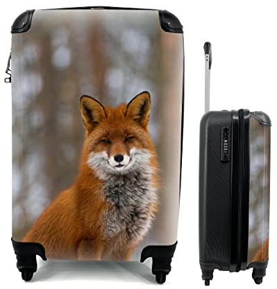 MuchoWow© Koffer Handgepäck Trolley Rollkoffer Kleine Reisekoffer mit 4 Rollen - Fuchs - Wald - Rot - Cabin Size < 55x40x23 & 55x40x20 cm - Fotokoffer - Kabinenkoffer - Boardgepäck