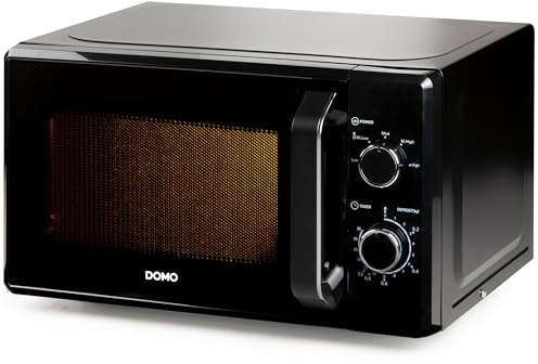 DOMO DO2520 Freistehend Mikrowelle - 5 Leistungsstufen - Auftaufunktion - Mit Signalton bei Programmende - 20L - 800W - Schwarz