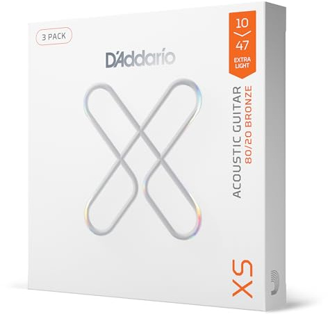 D'Addario XS 80/20 Bronze Beschichtete Akustikgitarrensaiten XSABR1047-3P, 3er-Pack