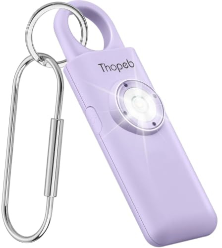 Originaler Taschenalarm extra laut 130 dB für Frauen zur Selbstverteidigung | Wiederaufladbarer Alarm-Schlüsselanhänger mit Taschenlampe & SOS-Stroboskop, für Senioren, Damen & Kinder – Hellviolett