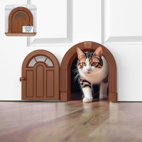 Kattdörr innerdörr – kattdörr utan klaff för innerdörr, kattdörr innerdörr för katter upp till 9 kg, enkel gör-det-själv-installation, säker installation på några minuter, ingen träning behövs ..