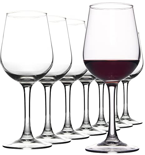 FAWLES Fully Tempered Wine Glasses, Shock Resistant Wine Glass Set for Red or White Wine, Dishwasher Safe Stem Glasses for Restaurants, Bars, Home (Set of 8, 15.5 oz)