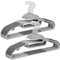 30 pack Plastic Hangers with U-Shaped Opening Grey Hangers Heavy Duty 360 Degree Swivel Hooks