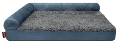 IRYZE Beruhigendes Katzenbett Orthopädisches Haustierbett, L-förmige Plüschcouch mit wasserdichtem Futter, Polstersofa mit abnehmbarem Polster Haustierbett (Color : Blu, Size : 69 * 91cm)