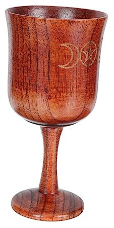 RORPOIR Santa Copa Religiosa De Tres Fases Pentagrama, Copa Sagrada De Madera Natural Para Ceremonias y Sacrificios, Herramienta Espiritual Para Yoga y Adorno Religioso
