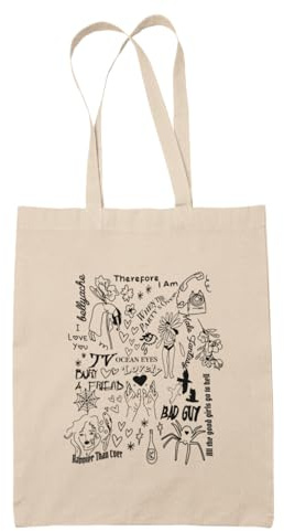 Willow Gifts Billie klotter tygväska – Eilish Happier Than Ever Bad Guy havsögon begrava en vän bärare shoppingväska, Naturligt