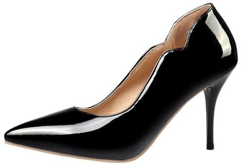Décolleté a Spillo da Donna Appuntito Tacco Alto Scarpe Senza Chiusura Semplici Scarpe da Sera C30625Je Nero Numero 34 EU