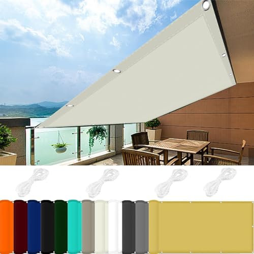 Vela Ombreggiante Rettangolare 3 x 4 m 98% Protezione UV Tessuto Ombreggiante con Fune per Esterno Giardino Terrazza, Avorio