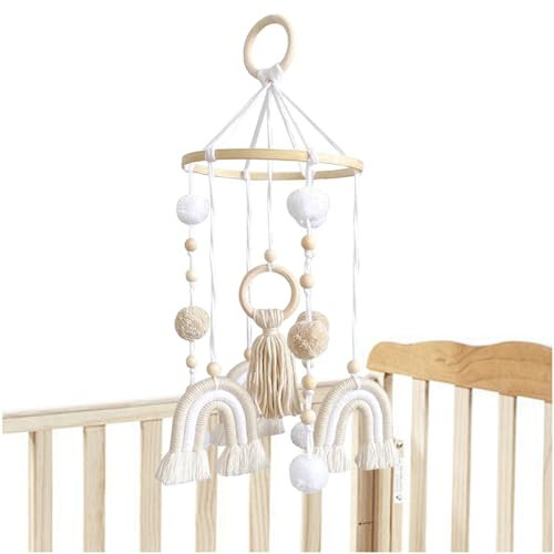 Befitery Mobile Regenbogen Baby | Baby Mobile für Bett | Mobile für Mädchen oder Jungen, Beige