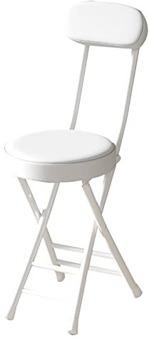 18-Zoll-Klapphocker mit Rückenlehne, tragbarer, zusammenklappbarer kurzer Barhocker mit gepolsterter Ledersitzfläche, runder, faltbarer Hocker für den Innen- und Außenbereich, Camping, Küche, Café