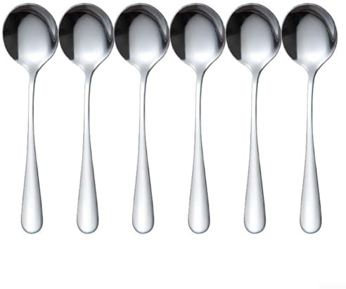 Cucchiai da minestra con manico lungo, 6 pezzi, in acciaio inox, strumento essenziale da cucina