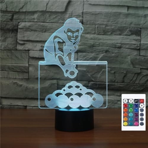 FLRXHK Billard-Nachtlicht mit 3D-Illusion, Touch-Tischlampe mit Fernbedienung, 16 Farben, optisches USB-LED-Nachtlicht für Kinder, Geschenk, Raumdekoration