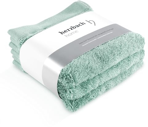 herzbach home Handtücher Pura Seiftuch 30x30 cm 3er Set 100% Baumwolle | extra weich und saugstark, langlebig und pflegeleicht, mit Aufhänger, gehobene Gramatur 550 gsm, Hergestellt in Porugal
