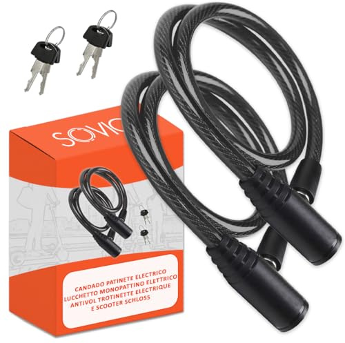Candado Patinete Eléctrico Doble Seguridad, Negro, 2 Uds, 60 cm