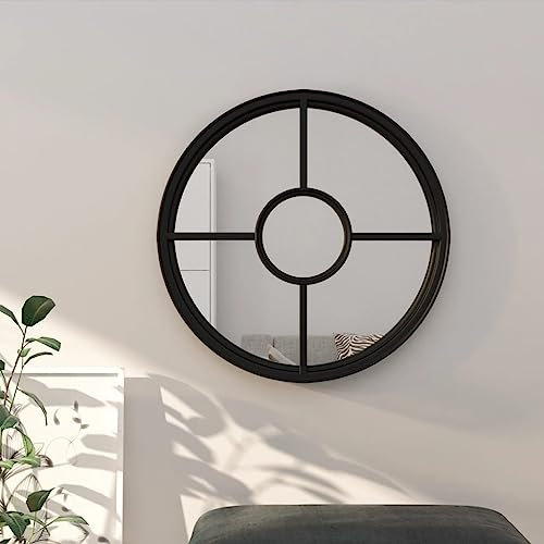 Somanki Spiegel Schwarz 60x4 cm Eisen Rund für den Innenbereich, Badspiegel, Badezimmerspiegel, Kosmetikspiegel - SPU:3093530