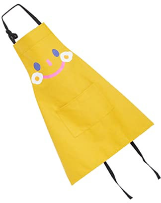 Cabilock Adjustierbare Mädchen Und Erwachsenenschürze Mit Taschen Baumwoll-schürze Im Big Eyes Muster Gelb Für Kochen Malen Und Grillen Zu Hause