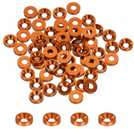 QUARKZMAN paquet de 50 Rondelles coniques M3 Rondelles coniques (Orange) | en aluminium anodisé pour vis RC/FPV/PC/Drone/Pièces de modèle d'accessoires mécaniques