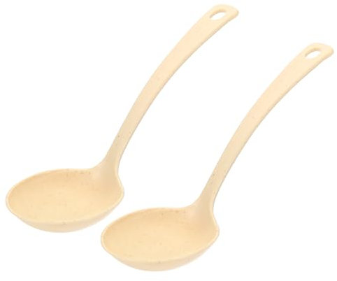 PATIKIL 7 Cuillères à Soupe, 2Pcs Cuillères en Plastique Réutilisables pour Won Ton Chinois, Cuillère à Thé Moyenne Individuelle pour Fêtes, Maison, Cuisine, Restaurant, Beige