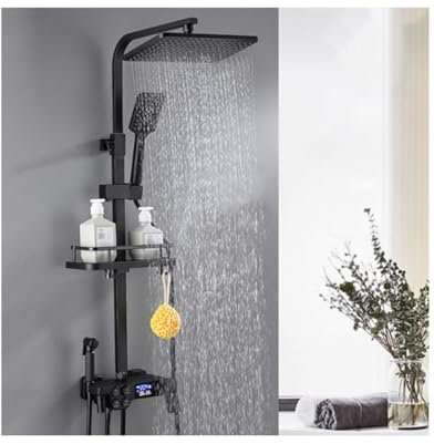 WRJAHCG Mitigeur Baignoire Ensemble De Douche,Réglable en Hauteur Mitigeur Douche,Colonne De Douche Thermostatique avec Affichage De La Température