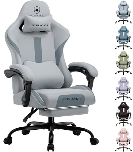 LUCKRACER Gaming Stuhl mit fußstütze Bürostuhl Ergonomisch mit verstellbare Lendenkissen, Kopfkissen Gaming Chair,Höhenverstellbarer Gamer Stuhl, 155 kg Belastbarkeit