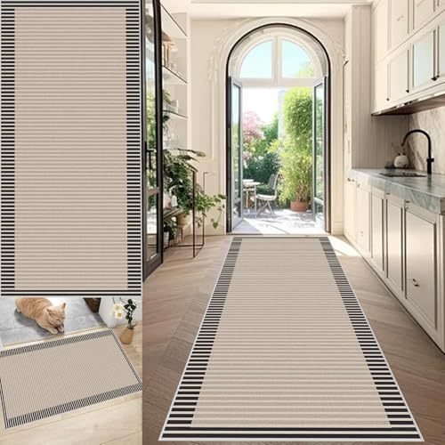 QYJBOUU Waschbarer Vintage Läufer Teppich Flur Bettvorleger Küchen Wohnzimmer Schlafzimmer Teppiche rutschfest Flurläufer Teppichläufer Gang Innen Außenraumteppich 60 x 80 cm