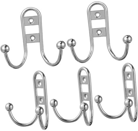 HEALSOPTHY 5 Pezzi Ganci da Parete Doppi in Zinco Organizzatore Appendini Moderni Resistenti Antiruggine e Lisci per Camera Cucina e Armadio