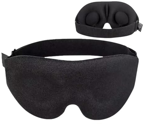 3D tief konturierte Augenabdeckung,Eye Cover 3D Deep Contoured Eye Shade - Weicher, atmungsaktiver Augenschutz für die Nacht, Yoga-Augenschutz, Schlaf-Augenschutz, verstellbarer Riemen, Reise-Nickerch