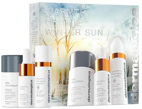 Dermalogica Warmth of the Winter Sun – Travel Sized Skin Care Set Includes Face Exfoliants, Facial Serum, and Moisturizer with SPF